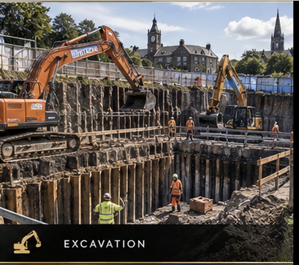 Excavation works with heavy plant